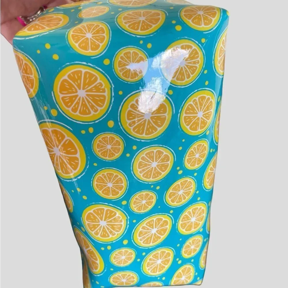 OCS Designs Orange Slice Cosmetic Bag Blue Citrus Travel Pouch NWT
